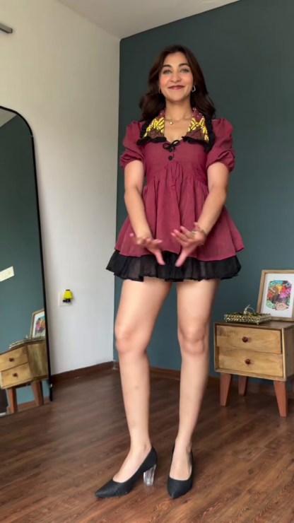 Puff Sleeve Babydoll Dress or Top, Assorted Colours