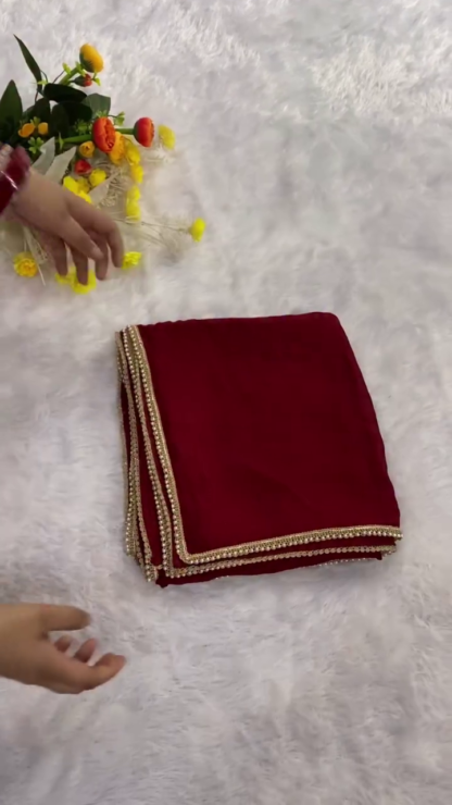 Cream Embroidered Dress Material with Maroon Dupatta