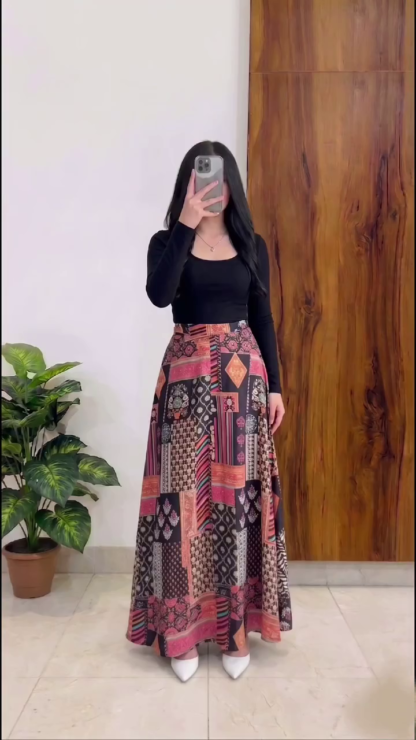Printed Boho Maxi Skirt, Assorted Colours