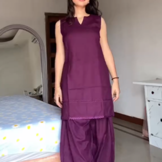 Purple Sleeveless Kurta and Relaxed Pants Co-ord