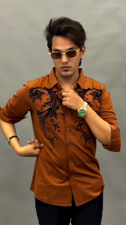 Men's Embroidered Shirt, Tailored Fit, Assorted Colours