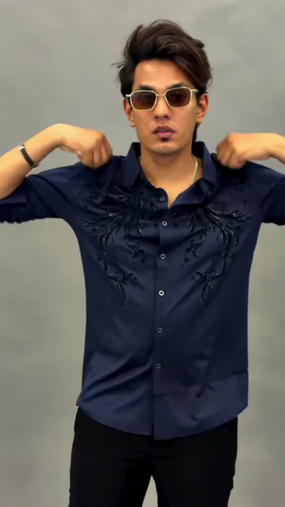 Men's Embroidered Shirt, Tailored Fit, Assorted Colours