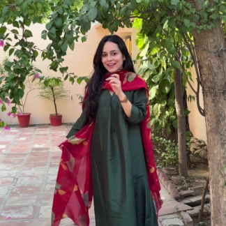 Black Embroidered Kurti Set with Dupatta