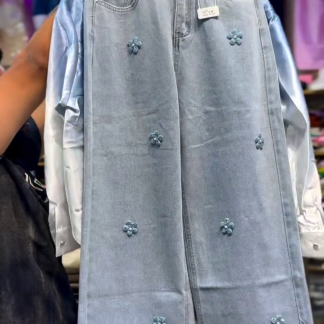 Satin Shirt and Embellished Denim Co-ord Set