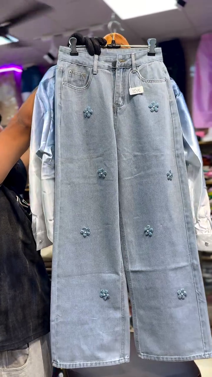 Satin Shirt and Embellished Denim Co-ord Set - Image 2