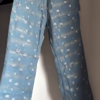 Heart Patch Wide-Leg Jeans, Light Wash