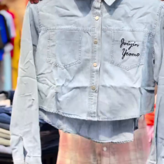 Light Wash Cropped Denim Shirt