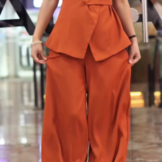 Lime Green Wrap Blazer and High-Waist Pants Co-ord