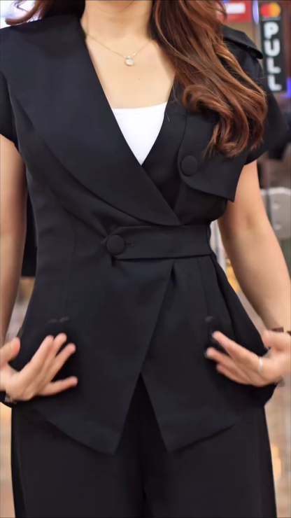 Wrap Blazer and High-Waist Pants Co-ord, Assorted Colours