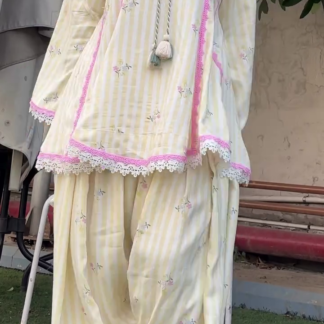 Pastel Kurti Set with Lace Detailing