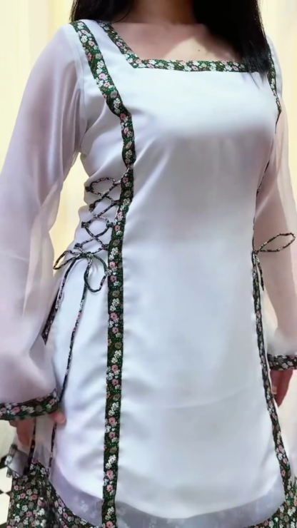 White Floral Sharara Set, Straight Kurta