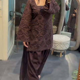 Chocolate Brown Kurta and Straight Pants Set