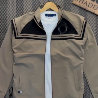 Men's Dual-Tone Casual Jacket in Beige and Black