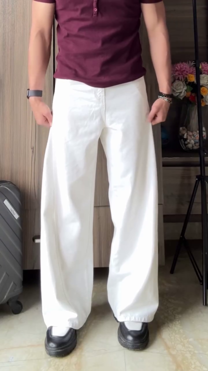 Men's Oversized Wide-Leg Jeans, Assorted Colours
