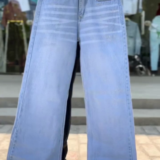 Men's Light Blue Wide-Leg Jeans, Relaxed Fit