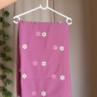 Floral Printed Soft Cotton Saree, Light Pink