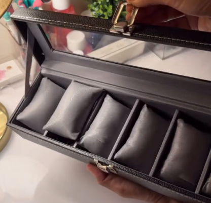 TimeVault Glass-Top Watch Organizer Box