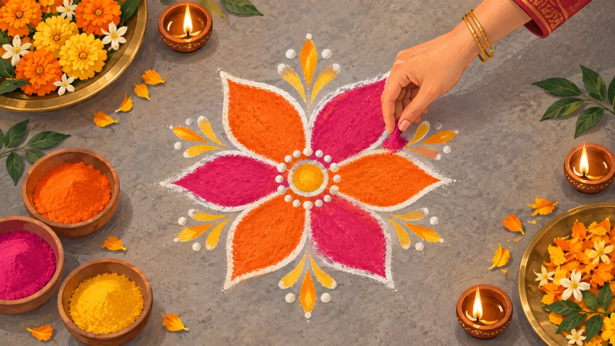 Easy Rangoli Designs for Beginners: Step by Step, With Materials