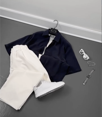 Men's Relaxed Shirt and Trousers Combo, Assorted Colours