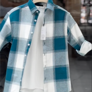 Men's Peach and White Oversized Check Shirt (Cotton Blend)
