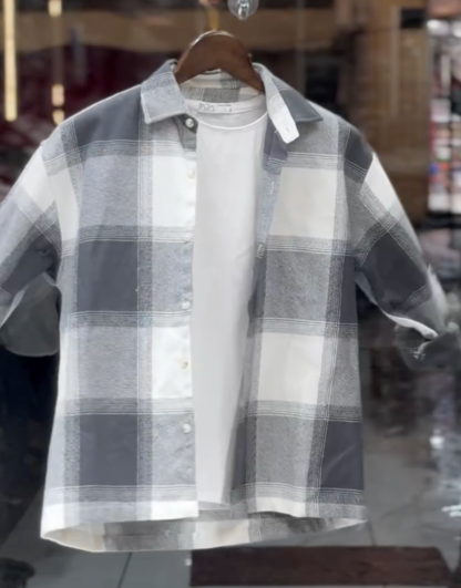 Men's Check Oversized Shirt, Cotton Blend, Assorted Colours