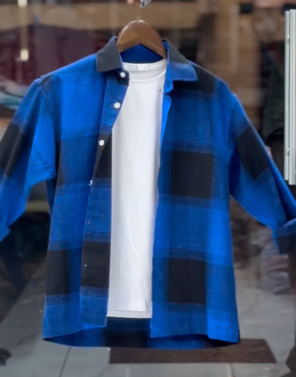 Men's Check Oversized Shirt, Cotton Blend, Assorted Colours