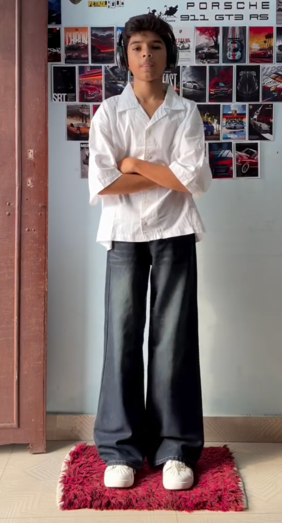 Boys' White Cuban Collar Shirt and Black Wide-Leg Trousers Set - Image 4