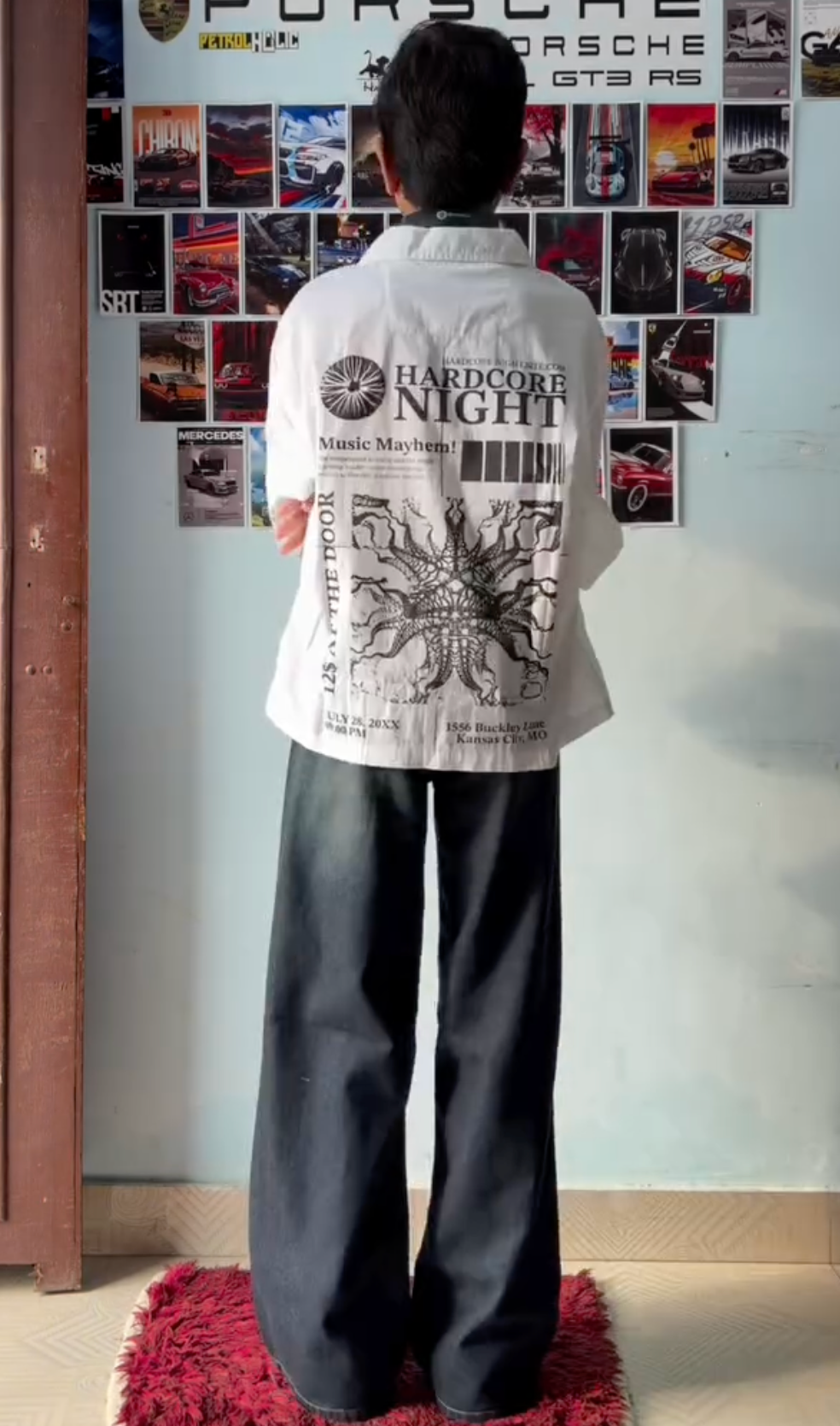 Boys' White Cuban Collar Shirt and Black Wide-Leg Trousers Set - Image 2