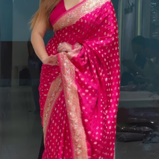 Zari Brocade Silk Saree with Ethnic Motifs and Blouse Piece