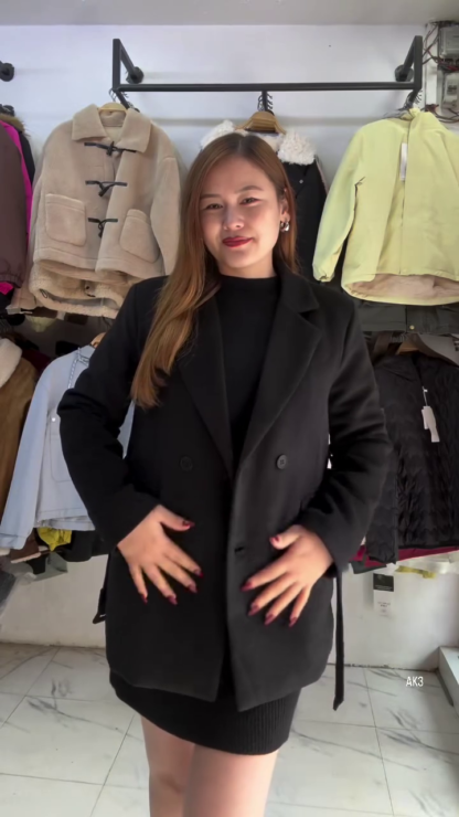 Double-Breasted Blazer Coat for Women, Assorted Colours