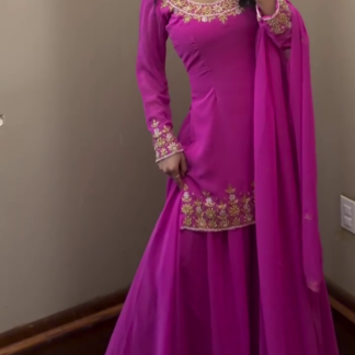 Orchid Pink Embroidered Anarkali Suit Set with Dupatta