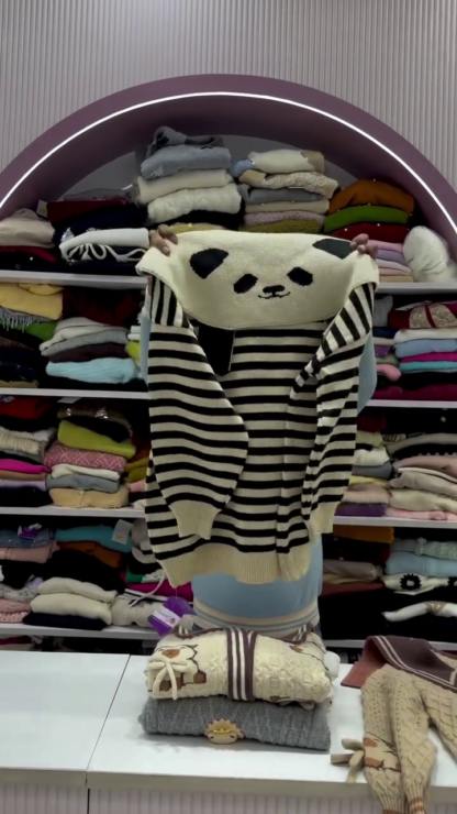 Lion Patch Cable-Knit Sweater with Collar