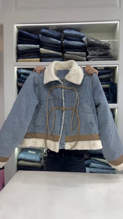 Denim Jacket with Sherpa Lining and Faux-Fur Collar