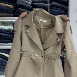 Belted Tailored Jacket with Lapel Collar