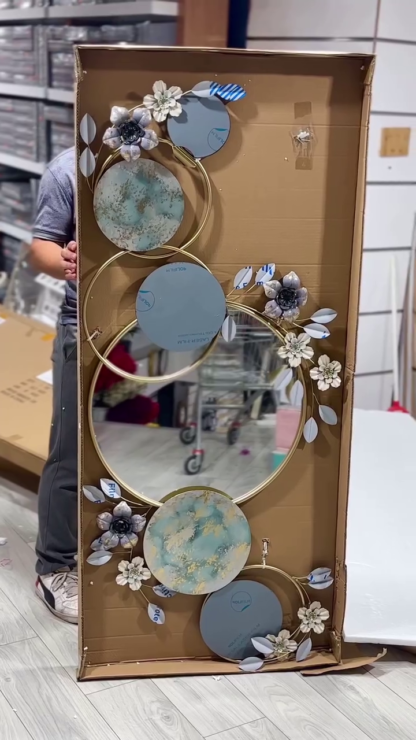 Gold-Tone Floral Ring Wall Mirror