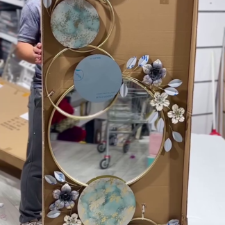 Gold-Tone Floral Ring Wall Mirror