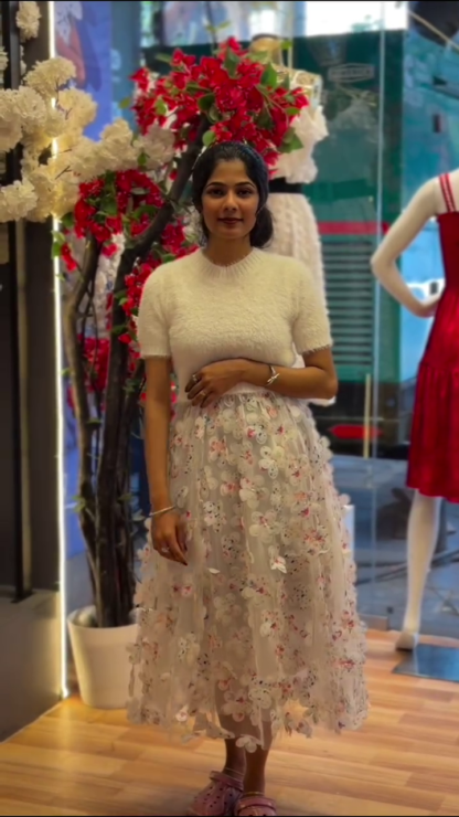 Layered Midi Skirt with a Flowing Drape