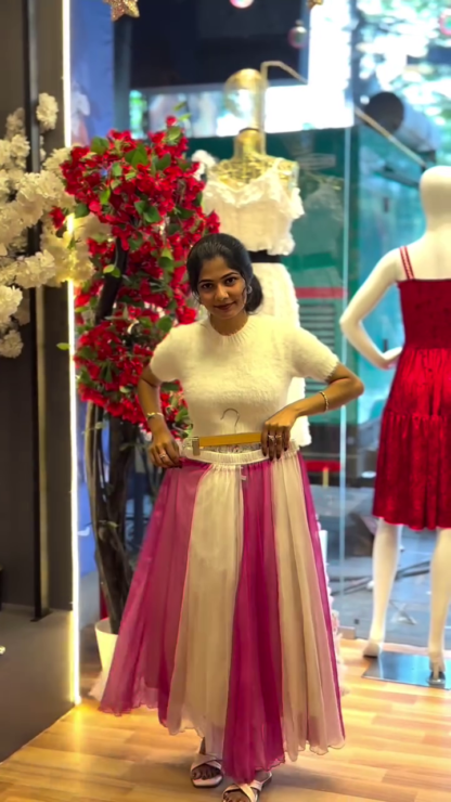 Layered Midi Skirt with a Flowing Drape