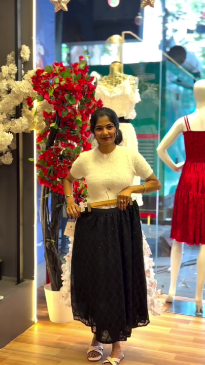 Layered Midi Skirt with a Flowing Drape