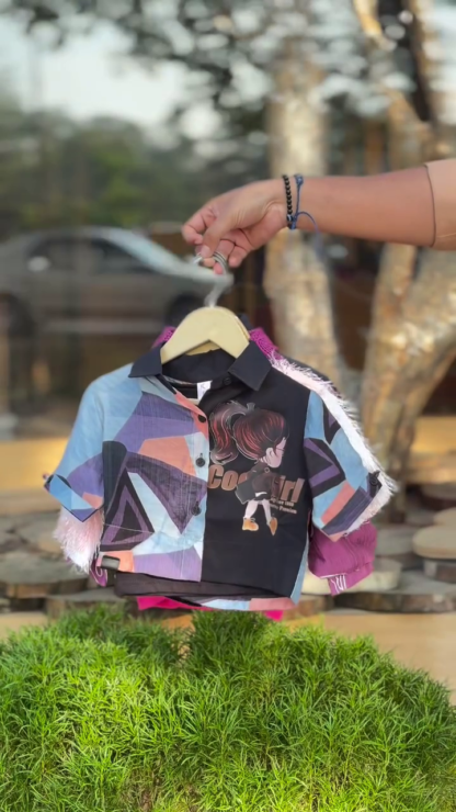 Kids' Printed Tops with Patchwork and Embroidery