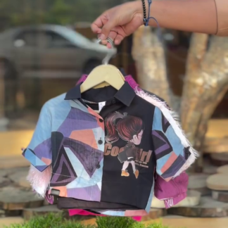 Kids' Printed Tops with Patchwork and Embroidery