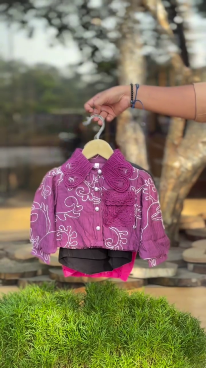 Kids' Printed Tops with Patchwork and Embroidery