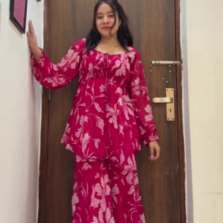 Floral Printed Square-Neck Tunic and Sharara Set
