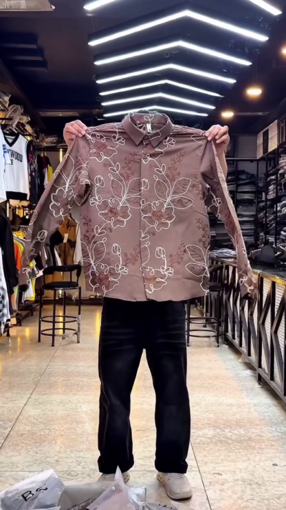 Men's Shirt with Oversized Floral Embroidery, Assorted Designs