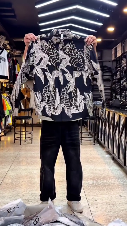 Men's Shirt with Oversized Floral Embroidery, Assorted Designs