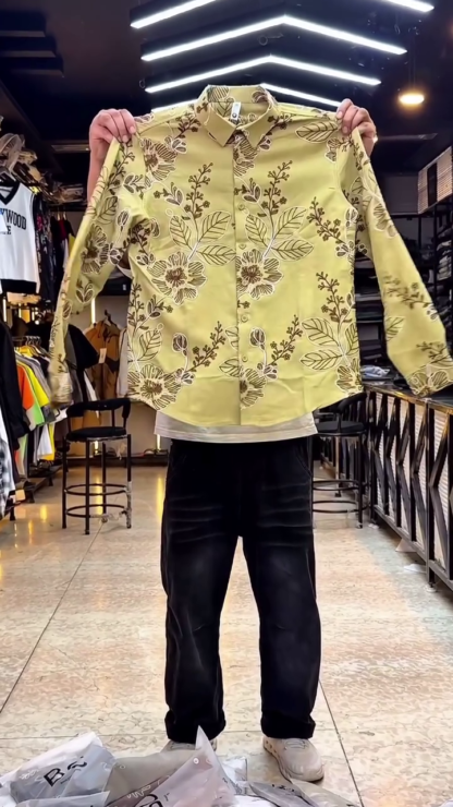 Men's Shirt with Oversized Floral Embroidery, Assorted Designs