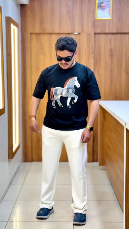 Men's Horse Graphic T-Shirt, Black or White