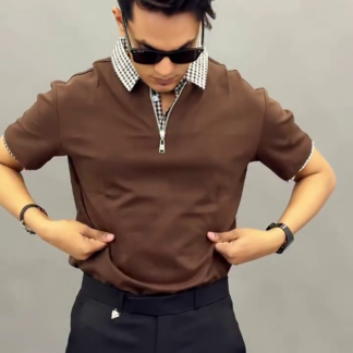 Men's Chocolate Brown Oversized Polo T-Shirt