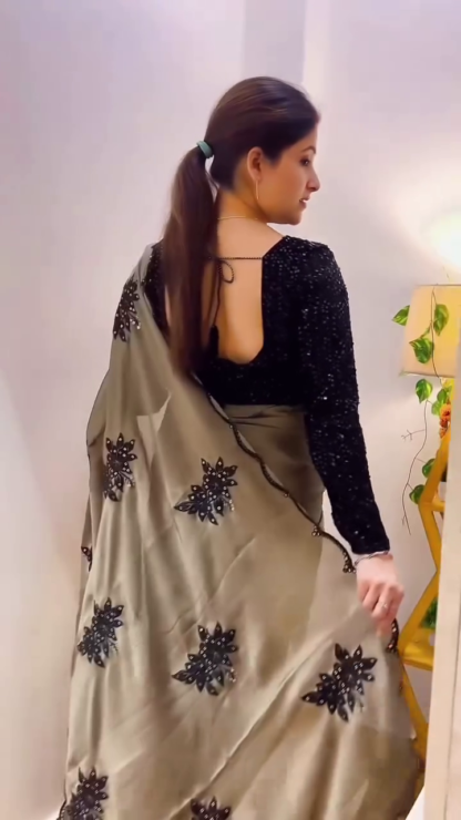 Sequinned Satin Saree