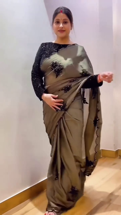 Sequinned Satin Saree